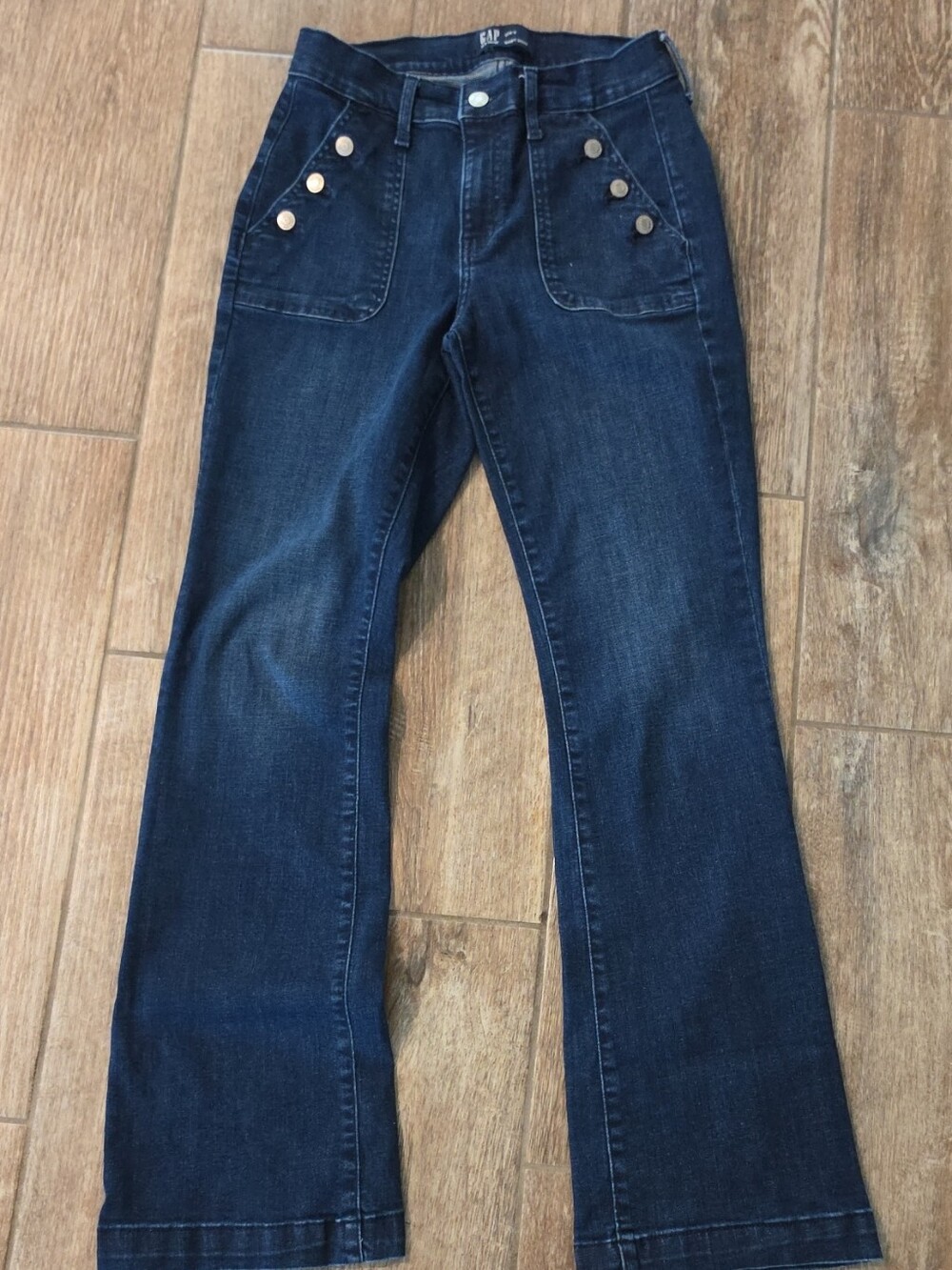 GAP Dark Blue Wide Leg Jeans with Button-Accent Pockets